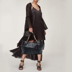 مملوكة مسبقًا CH Carolina Herrera Black Monogram Embossed Leather Chain Tote