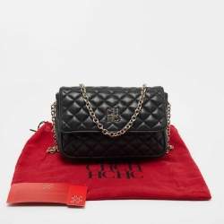 Pre Owned CH Carolina Herrera Black Quilted Leather Chain Crossbody Bag