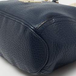 Pre Owned CH Carolina Herrera Navy Blue Pebbled Leather Maria Shoulder Bag