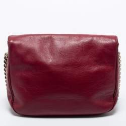 Pre Owned CH Carolina Herrera Burgundy Leather Flap Shoulder Bag