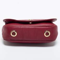Pre Owned CH Carolina Herrera Burgundy Leather Flap Shoulder Bag