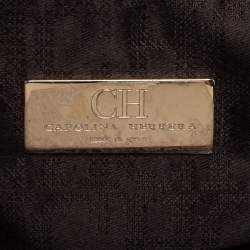 Pre Owned CH Carolina Herrera Burgundy Leather Flap Shoulder Bag