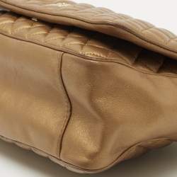 Pre Owned CH Carolina Herrera Metallic Gold Quilted Leather Chain Flap Shoulder Bag