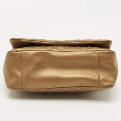 Pre Owned CH Carolina Herrera Metallic Gold Quilted Leather Chain Flap Shoulder Bag