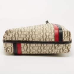 Pre Owned CH Carolina Herrera  Beige/Multicolor Canvas and Striped Leather Tote