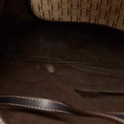 Pre Owned CH Carolina Herrera  Beige/Multicolor Canvas and Striped Leather Tote