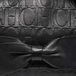 مملوكة مسبقًا CH Carolina Herrera Black Leather Bow Flap Shoulder Bag