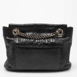 مملوكة مسبقًا CH Carolina Herrera Black Leather Bow Flap Shoulder Bag