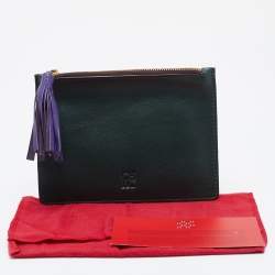 Pre Owned CH Carolina Herrera Multicolor Leather Tassel Zip Pouch