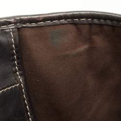 Pre Owned CH Carolina Herrera Brown/Black Monogram Embossed Nubuck and Leather Shopper Tote 