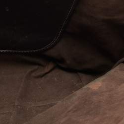 Pre Owned CH Carolina Herrera Brown/Black Monogram Embossed Nubuck and Leather Shopper Tote 