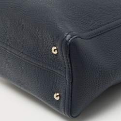 Pre Owned CH Carolina Herrera Navy Blue Grained Leather Chain Shoulder Bag