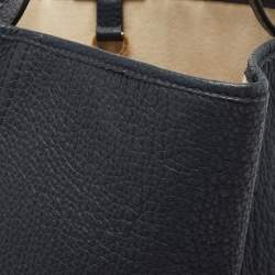 Pre Owned CH Carolina Herrera Navy Blue Grained Leather Chain Shoulder Bag