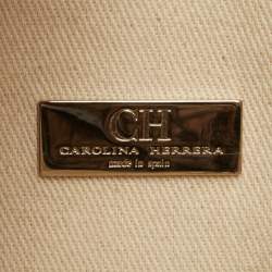 Pre Owned CH Carolina Herrera Navy Blue Grained Leather Chain Shoulder Bag