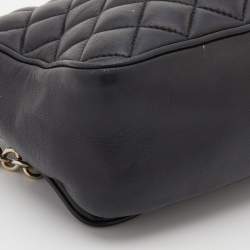 Pre Owned CH Carolina Herrera Black Quilted Leather Chain Flap Shoulder Bag