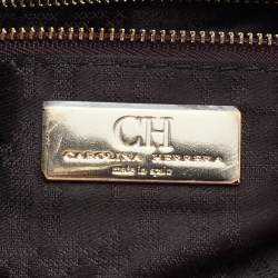 Pre Owned CH Carolina Herrera Red Leather Logo Embossed Hobo