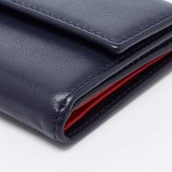 Pre Owned CH Carolina Herrera Blue Leather Compact Wallet