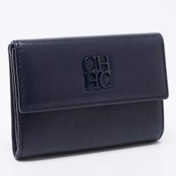 Pre Owned CH Carolina Herrera Blue Leather Compact Wallet