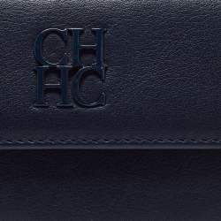 Pre Owned CH Carolina Herrera Blue Leather Compact Wallet