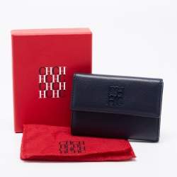 Pre Owned CH Carolina Herrera Blue Leather Compact Wallet