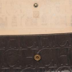 Pre Owned CH Carolina Herrera Brown/Beige Monogram Embossed Leather Continental Wallet