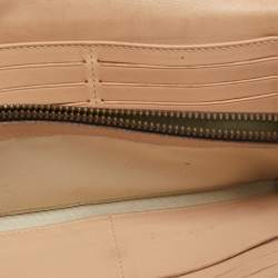 Pre Owned CH Carolina Herrera Brown/Beige Monogram Embossed Leather Continental Wallet