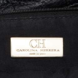 Pre Owned CH Carolina Herrera Black Monogram Leather Audrey Flap Shoulder Bag