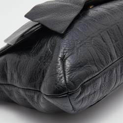 Pre Owned CH Carolina Herrera Black Monogram Leather Audrey Flap Shoulder Bag