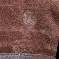 Pre Owned CH Carolina Herrera Dark Brown Embossed Leather Matryoshka Tote