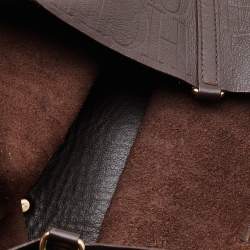 Pre Owned CH Carolina Herrera Dark Brown Embossed Leather Matryoshka Tote