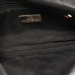 Pre Owned CH Carolina Herrera Black Monogram Embossed Leather Bow Chain Clutch 