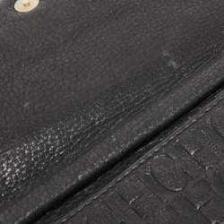 Pre Owned CH Carolina Herrera Black Monogram Embossed Leather Bow Chain Clutch