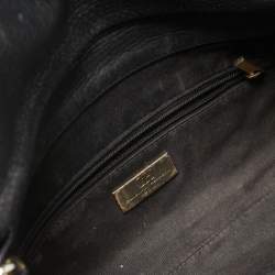 Pre Owned CH Carolina Herrera Black Monogram Embossed Leather Bow Chain Clutch