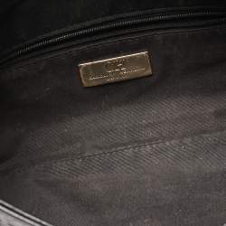 Pre Owned CH Carolina Herrera Black Monogram Embossed Leather Bow Chain Clutch