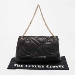 Pre Owned CH Carolina Herrera Black Quilted Leather Flap Chain Shoulder Bag