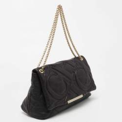 Pre Owned CH Carolina Herrera Black Quilted Leather Flap Chain Shoulder Bag