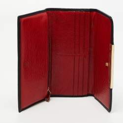 Pre Owned محفظة كونتينينتال كارولينا هيريرا جلد منقوش ذهبي ميتاليك بقلاب