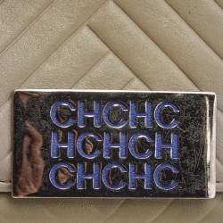 Pre Owned CH Carolina Herrera Grey Quilted Leather Logo Trifold Wallet