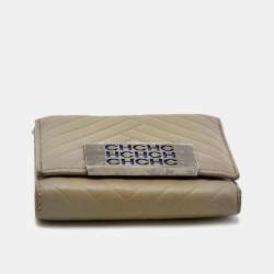 Pre Owned CH Carolina Herrera Grey Quilted Leather Logo Trifold Wallet