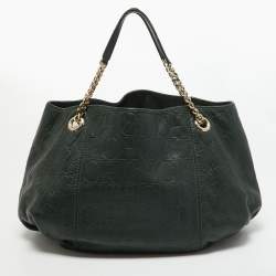 Pre Owned CH Carolina Herrera Green Monogram Leather Chain Bag
