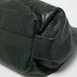 Pre Owned CH Carolina Herrera Green Monogram Leather Chain Bag