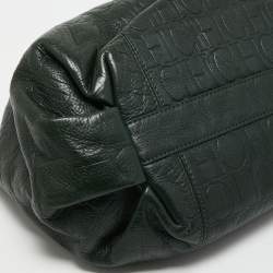 Pre Owned CH Carolina Herrera Green Monogram Leather Chain Bag