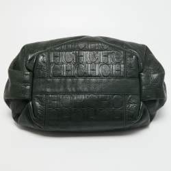 Pre Owned CH Carolina Herrera Green Monogram Leather Chain Bag