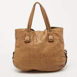 Pre Owned CH Carolina Herrera Beige Monogram Leather Hobo with Wallet