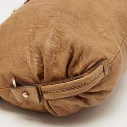 Pre Owned CH Carolina Herrera Beige Monogram Leather Hobo with Wallet