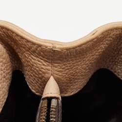 Pre Owned CH Carolina Herrera Beige Embossed Nubuck Leather Chain Tote