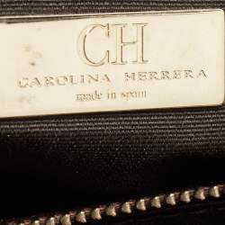 Pre Owned CH Carolina Herrera Beige Embossed Nubuck Leather Chain Tote