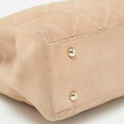 Pre Owned CH Carolina Herrera Beige Embossed Nubuck Leather Chain Tote