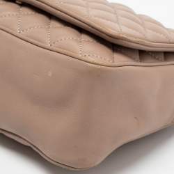 Pre Owned CH Carolina Herrera Beige Quilted Leather Chain Flap Shoulder Bag