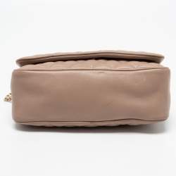 Pre Owned CH Carolina Herrera Beige Quilted Leather Chain Flap Shoulder Bag